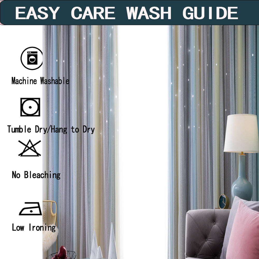 Gradient Color Double- Layer Window Black-Out Curtains
