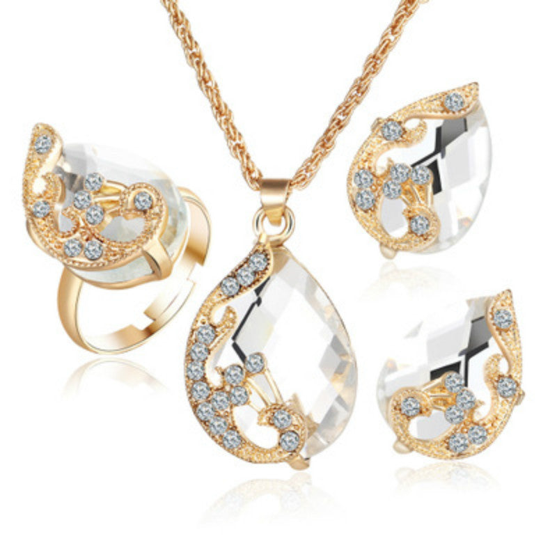 Elegant Alloy Plating Necklace & Earrings Set With Rhinestone
