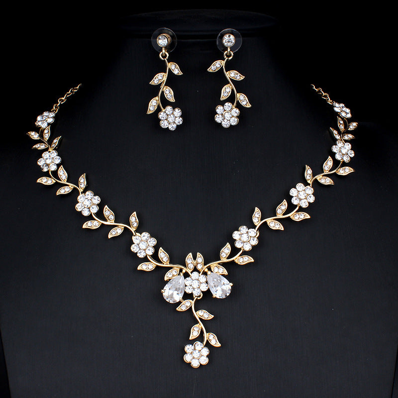Golden & Silver Zircon Bridal Jewelry Set