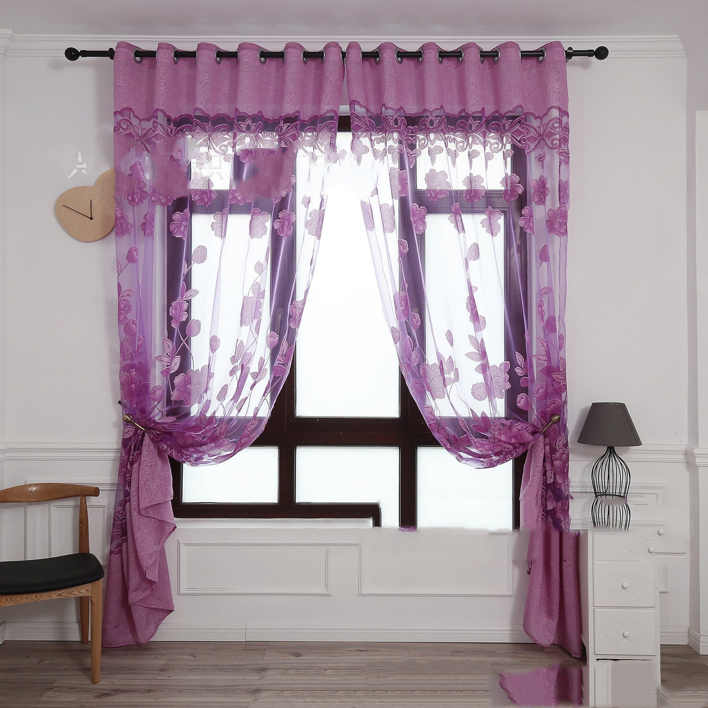 Modern and simple flower blooming rich and big peony jacquard burnt-out window screen curtain