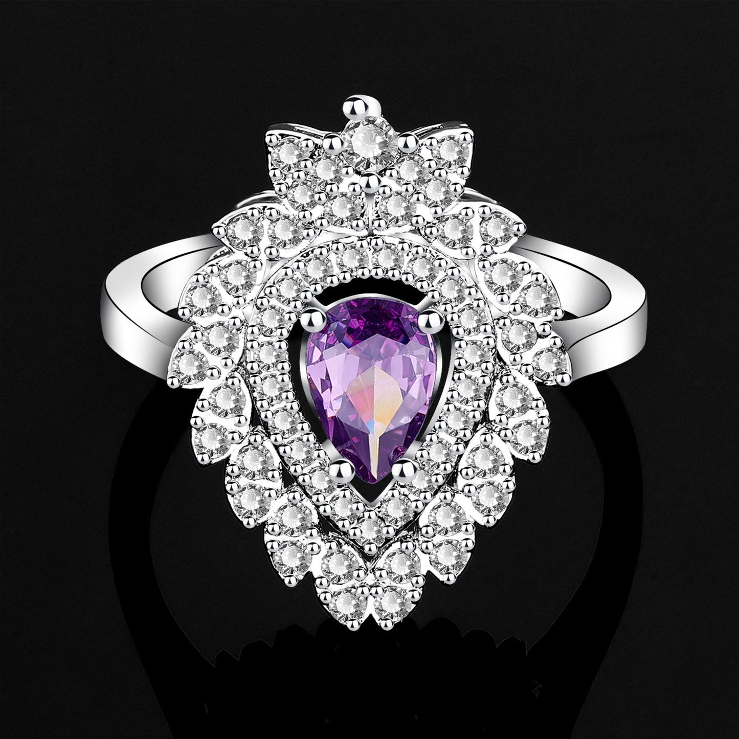 Elegant Purple Zirconium Necklace & Earrings Set