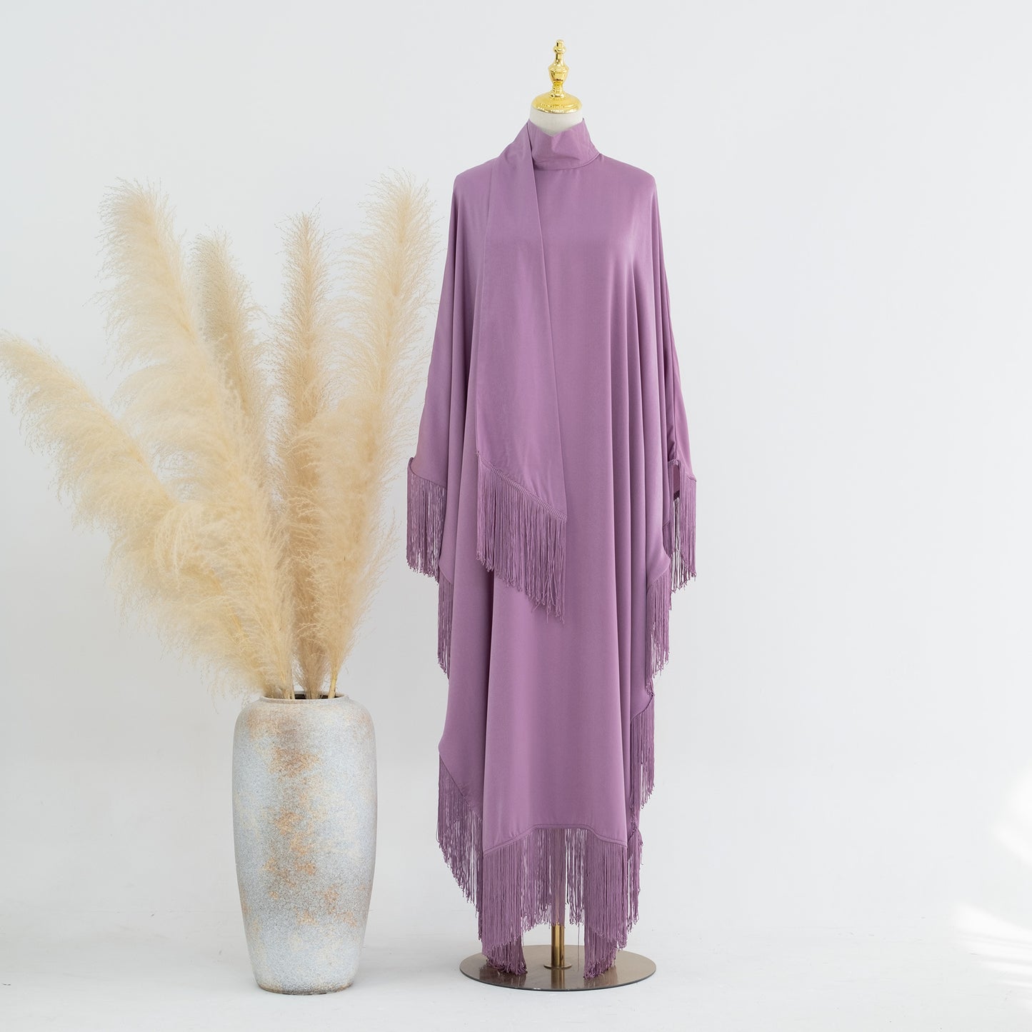 Modern Iranian Matte-Color Bat Tassel Abaya (Burkha,kaftan) For Women