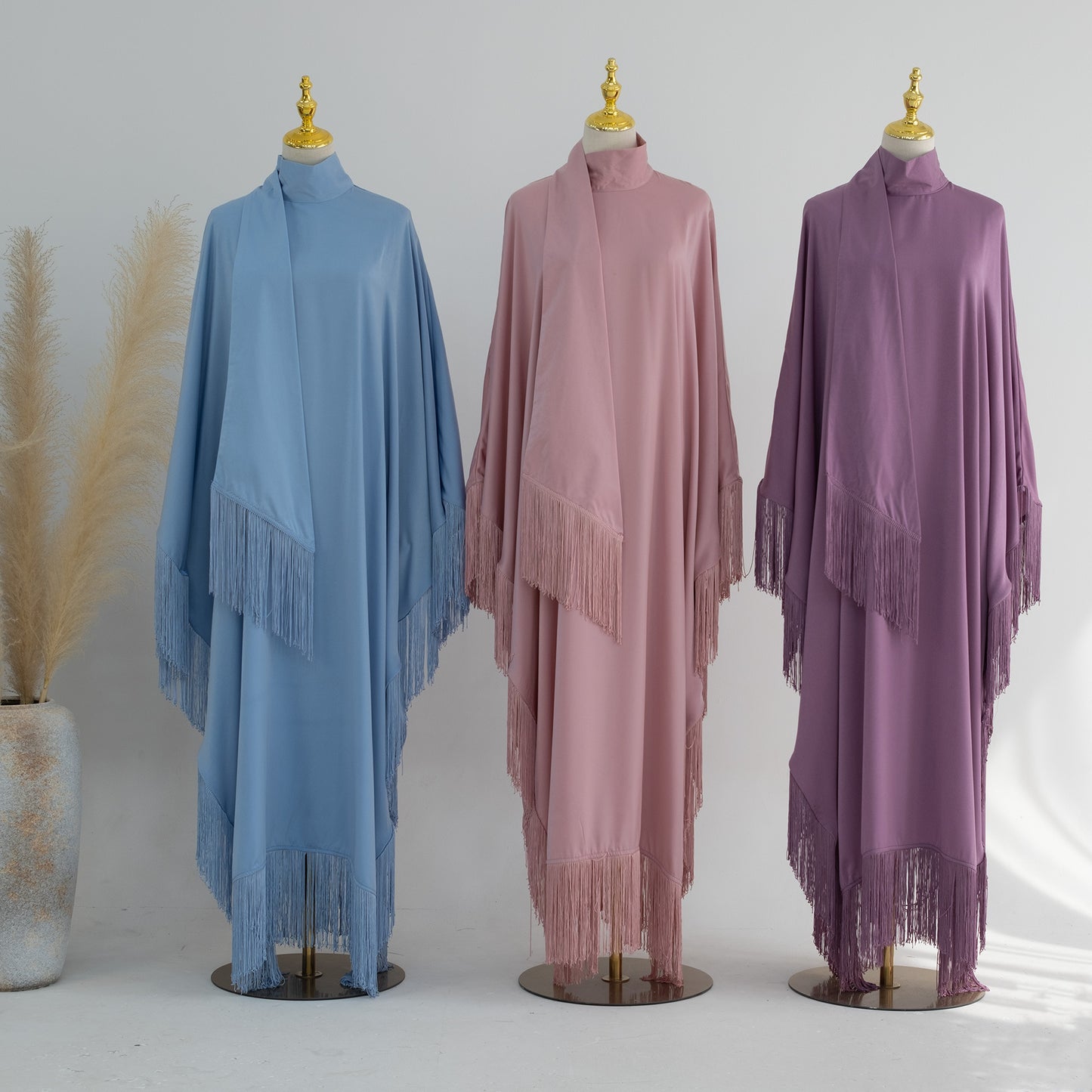 Modern Iranian Matte-Color Bat Tassel Abaya (Burkha,kaftan) For Women