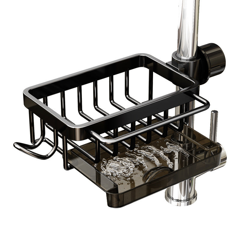 Kitchen Aluminum Sink Faucet Storage Rack For Dishes