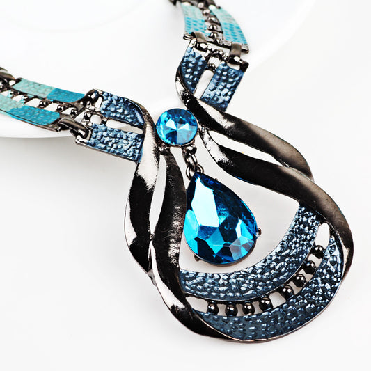 European & American, Exotic Oil blue water drop jewellery suit