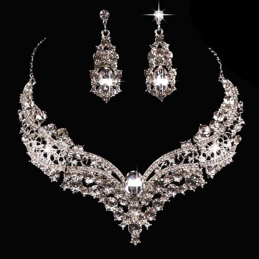 Crystal Diamond Necklace Large Jewelry Set