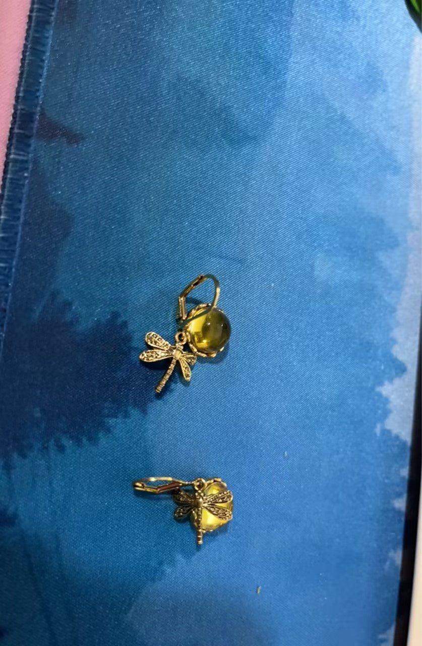 Elegant Women's Earrings Hanging Vintage Dragonfly Pendant Earring