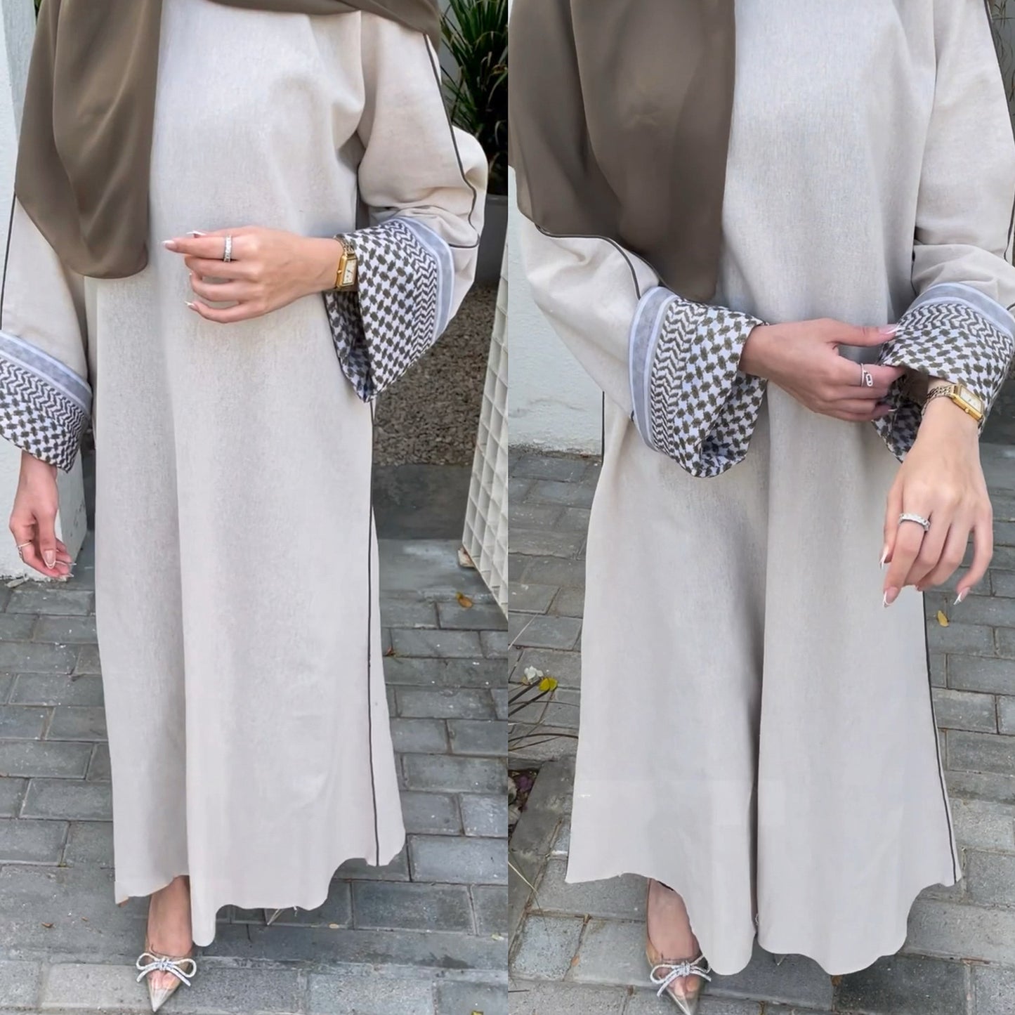 Elegant Middle-East Stitching keffiyeh Series Abaya (Burkha,Kaftans) For Women