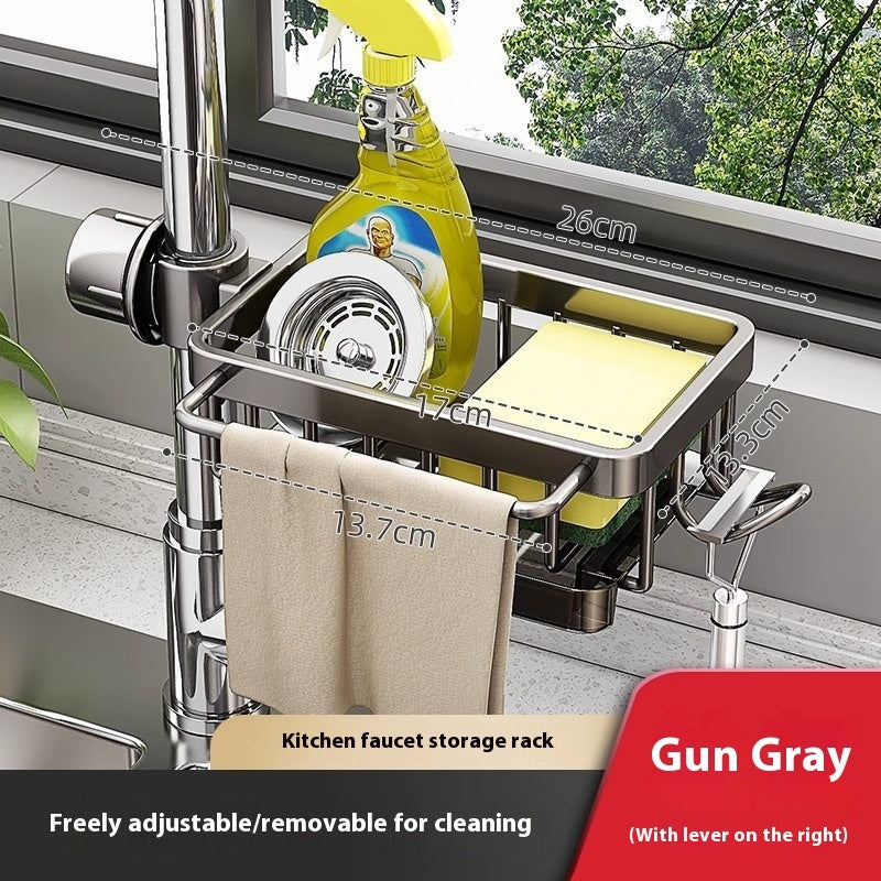 Kitchen Aluminum Sink Faucet Storage Rack For Dishes