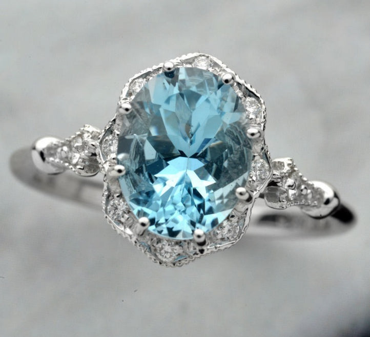 14k gold-studded topaz Ring silver coated jewellery