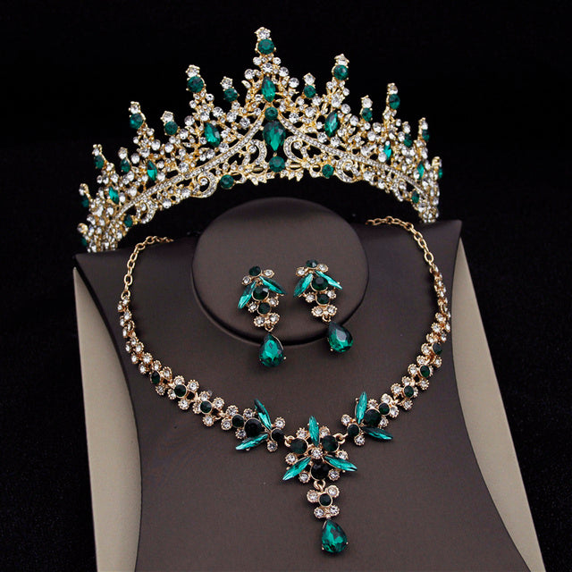 Royal Queen Bridal Jewelry Sets For Women Luxury Tiaras Crown