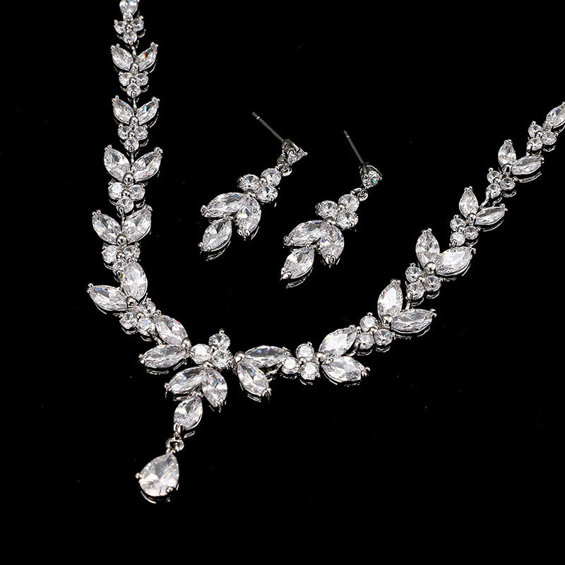 Elegant Crystal Alloy Necklace and earrings jewelry set
