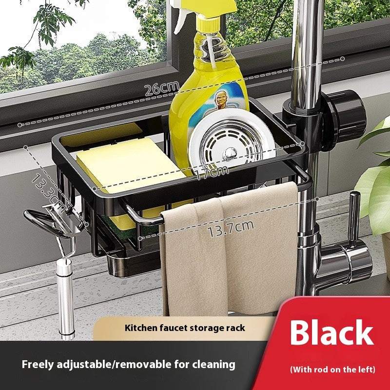 Kitchen Aluminum Sink Faucet Storage Rack For Dishes