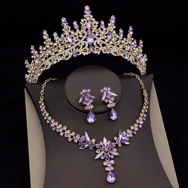 Royal Queen Bridal Jewelry Sets For Women Luxury Tiaras Crown