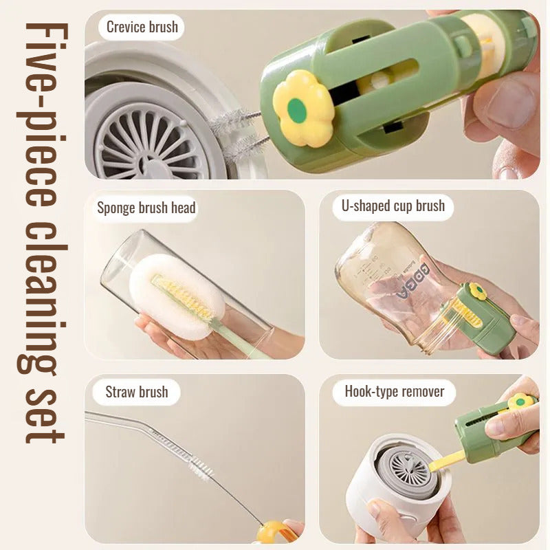 Multi-purpose 5-in-1 Cup Washing Brush With Insulation Kitchen Gadget