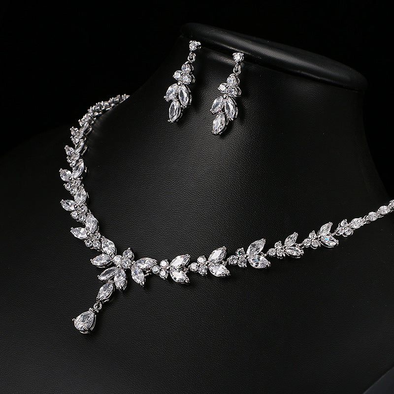 Elegant Crystal Alloy Necklace and earrings jewelry set