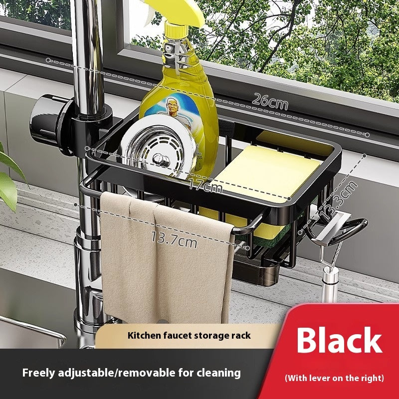 Kitchen Aluminum Sink Faucet Storage Rack For Dishes
