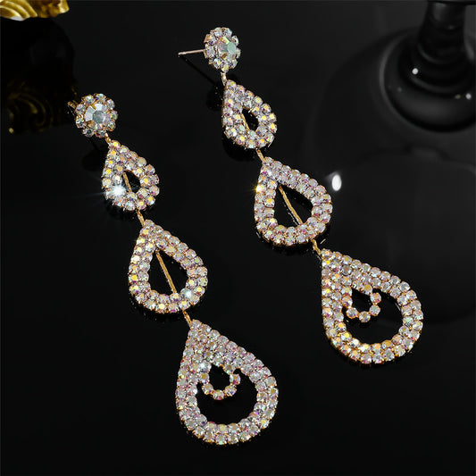 Elegant Rhinestone Long Earrings Niche For Women