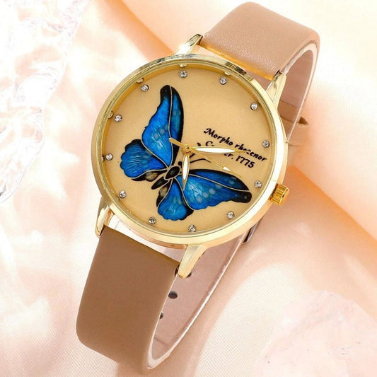 Classic Butterfly Design Watch for Women With Jewellery Set