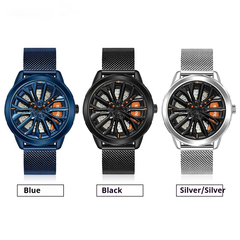 Men's 360° Rotating Alloy Wheel Series Wrist Watch