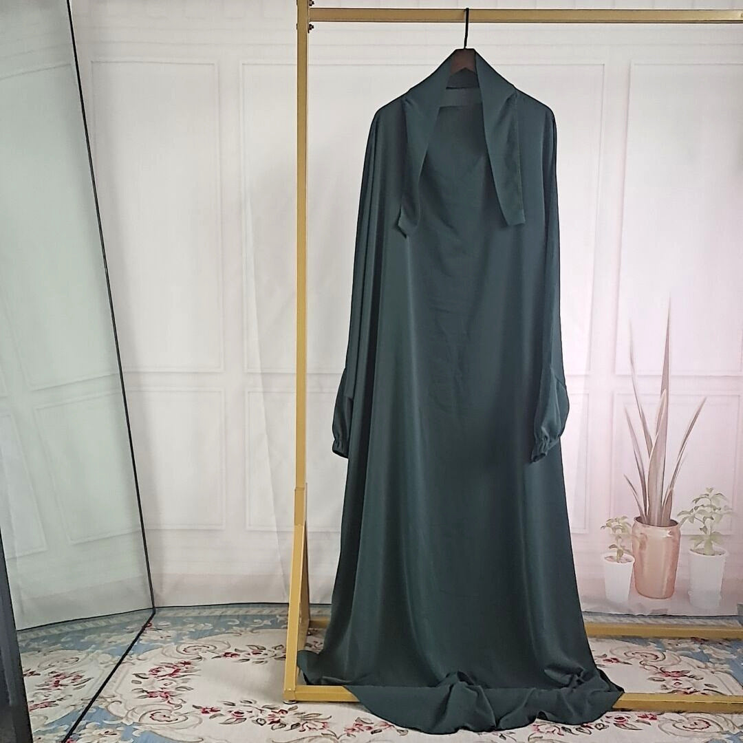 Iranian Matte-Color With Puff Slevee One-piece Prayer Abaya (Burkha,kaftan) For Women