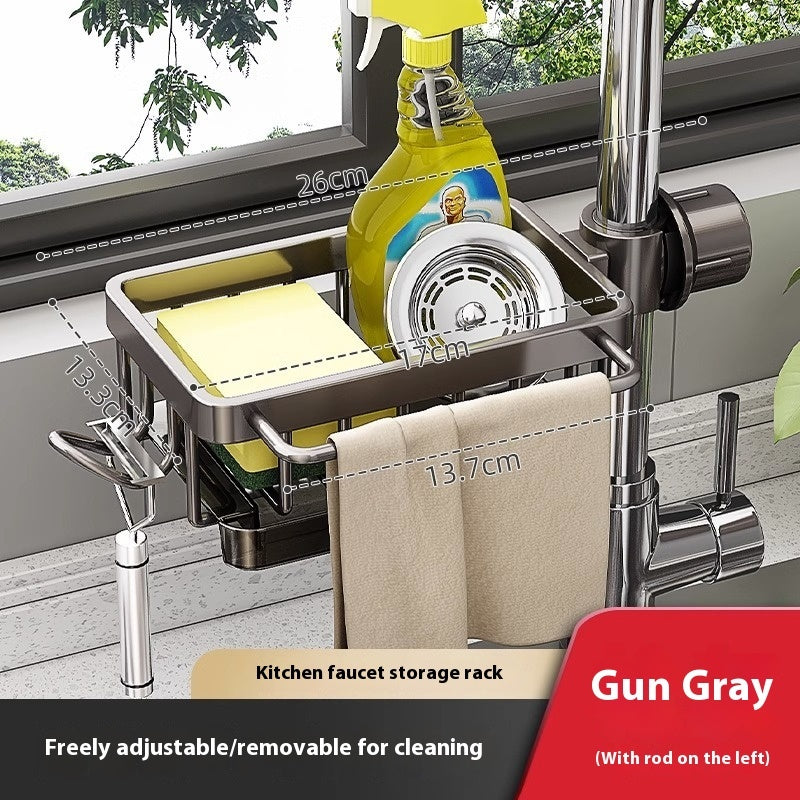 Kitchen Aluminum Sink Faucet Storage Rack For Dishes