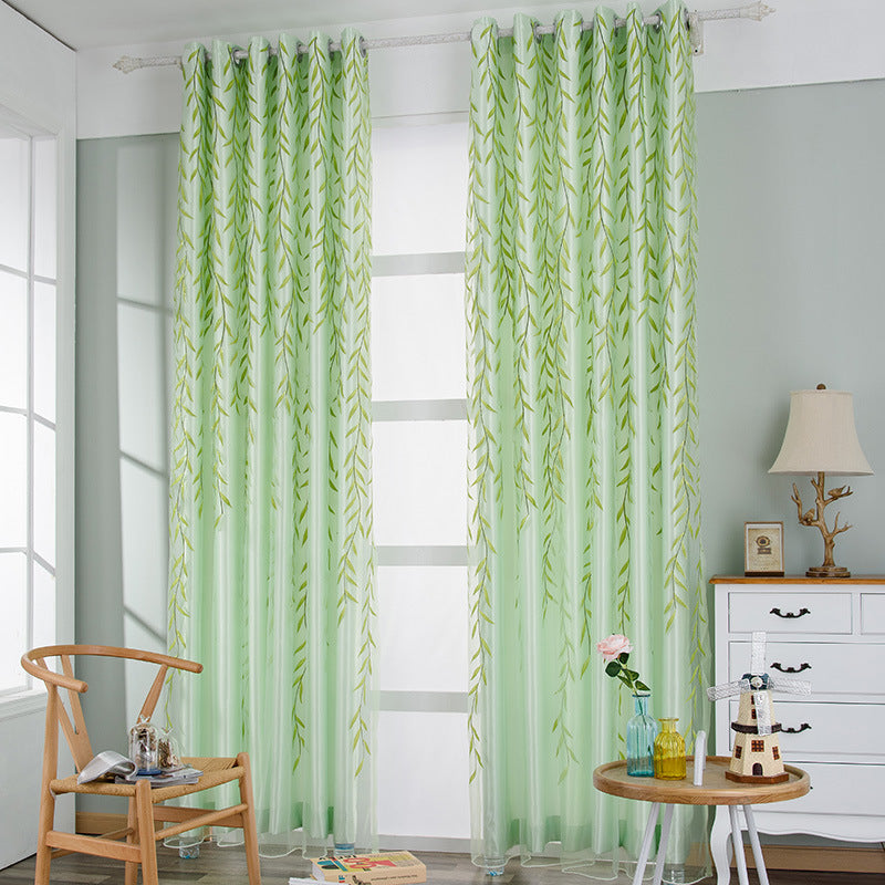 Exquisite Transparent Leaf Printed Curtains