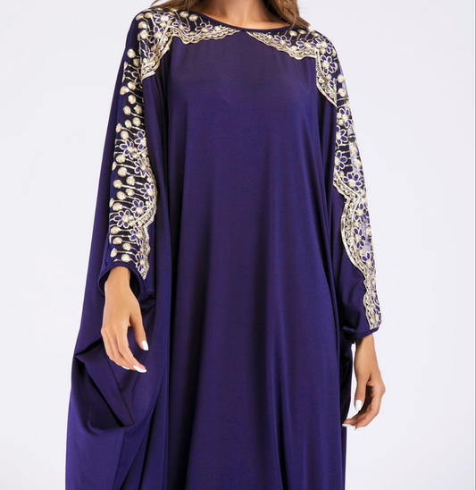 Elegant Embroidered Middle-East Batwing Sleeve Plus Size Abaya (Burkha,kaftan) For Women