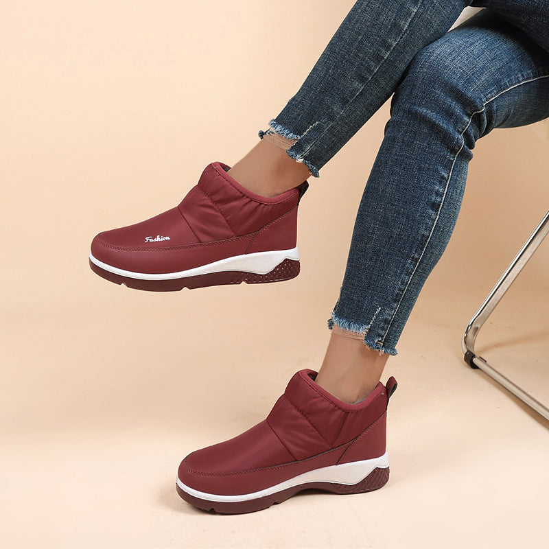 Women's Winter Velvet And Cotton Round Toe Sneakers