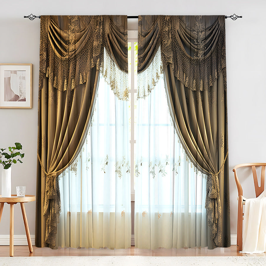 European Elegant & Luxury Creative Home Flower Character Black-Out Curtains