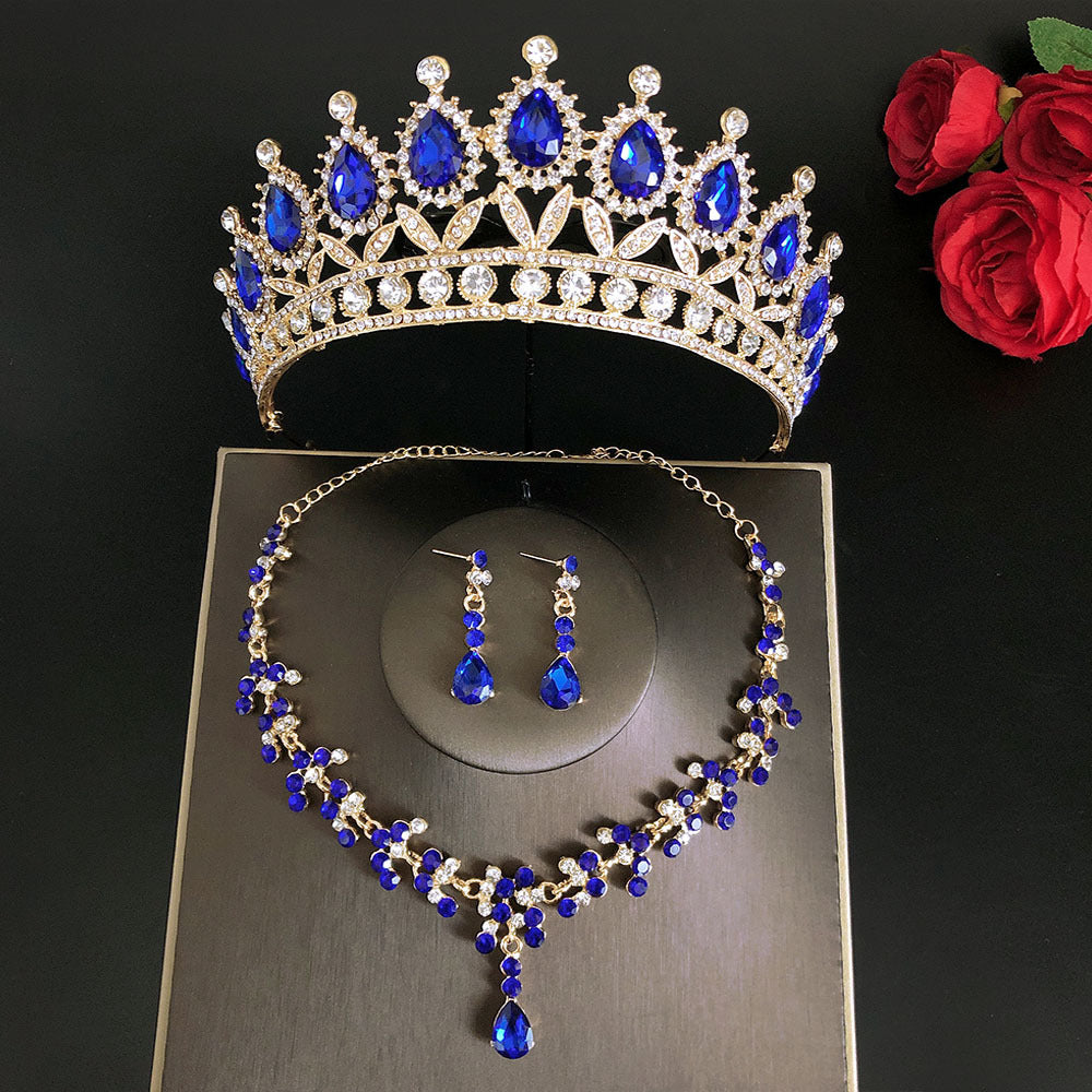 Royal Queen Bridal Jewelry Sets For Women Luxury Tiaras Crown
