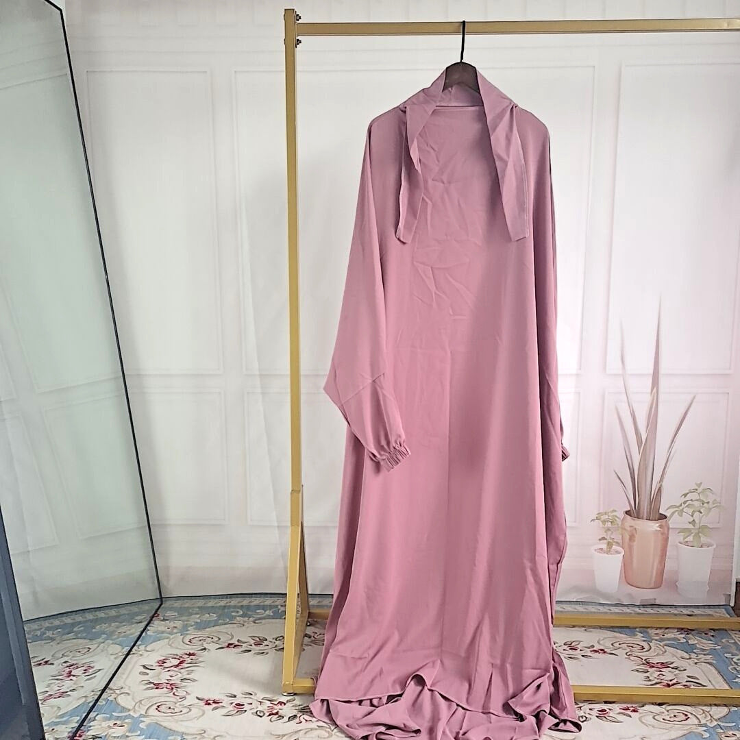 Iranian Matte-Color With Puff Slevee One-piece Prayer Abaya (Burkha,kaftan) For Women