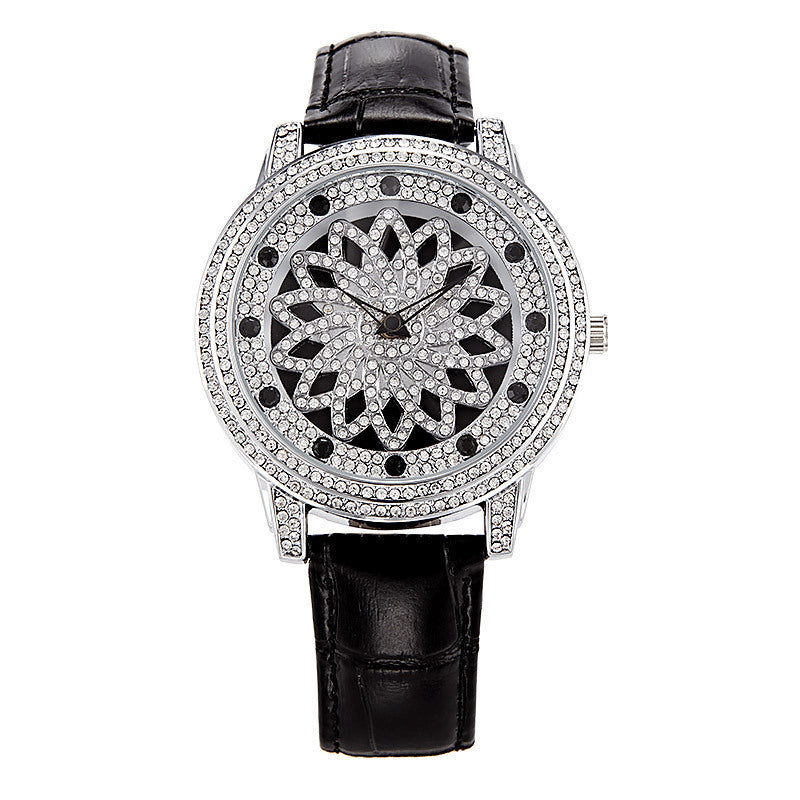 Crystal Diamond 360° Rotating Dial Quartz Watch For Women