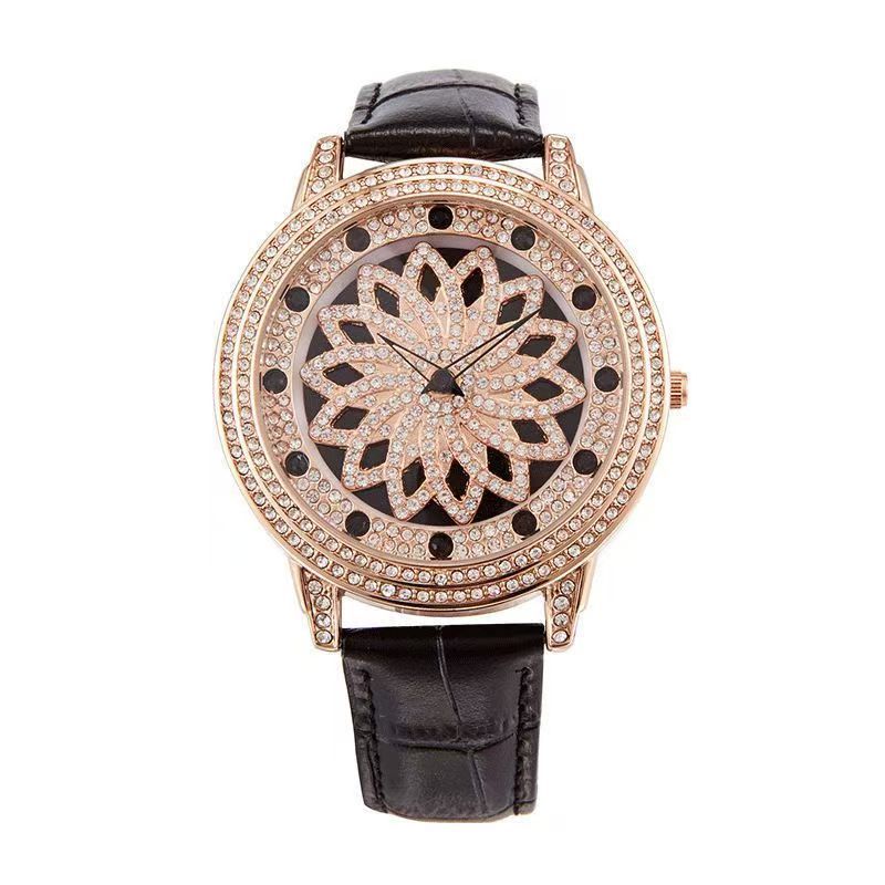 Crystal Diamond 360° Rotating Dial Quartz Watch For Women