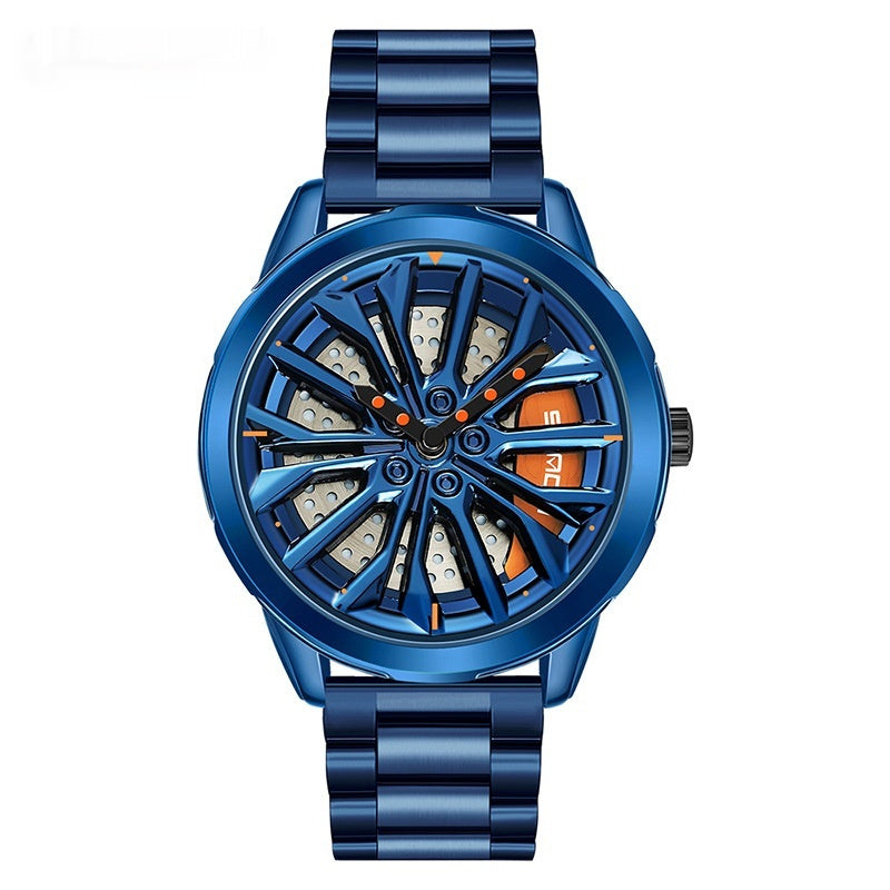 Men's 360° Rotating Alloy Wheel Series Wrist Watch