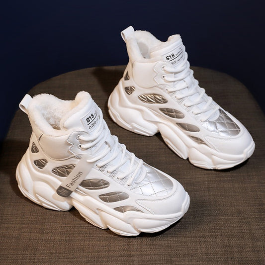 Women's Winter Vulcanized Sneakers With Height Increase Inner Warm Sole