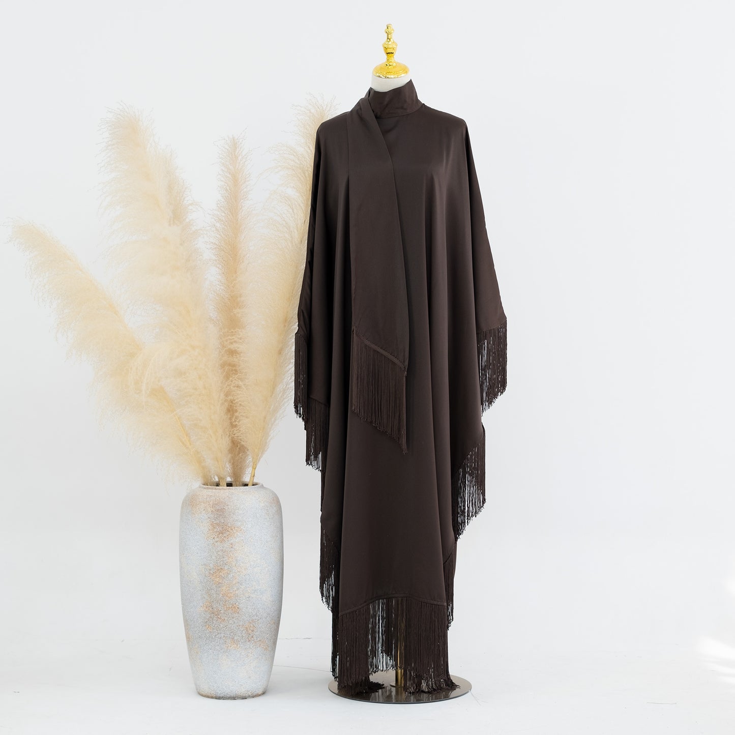 Modern Iranian Matte-Color Bat Tassel Abaya (Burkha,kaftan) For Women