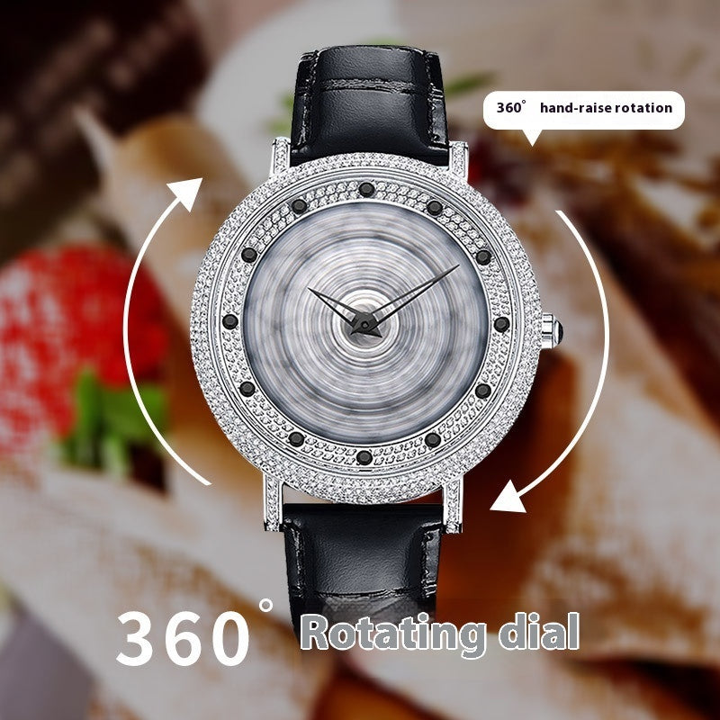 Crystal Diamond 360° Rotating Dial Quartz Watch For Women