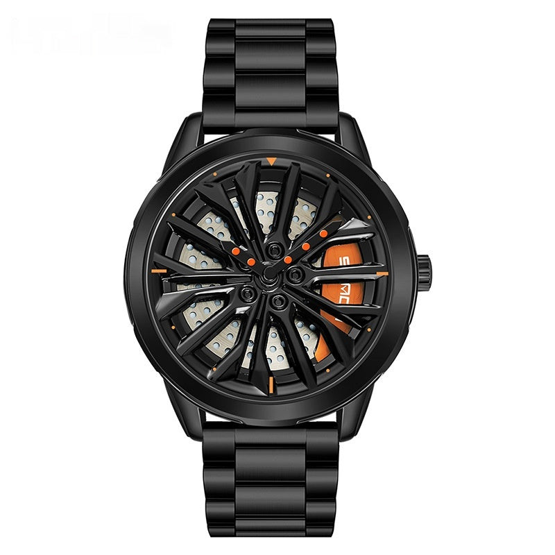 Men's 360° Rotating Alloy Wheel Series Wrist Watch