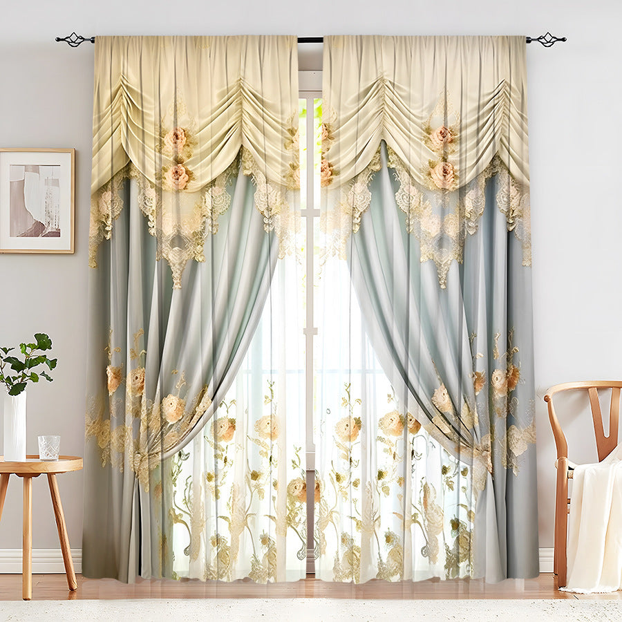 European Elegant & Luxury Creative Home Flower Character Black-Out Curtains