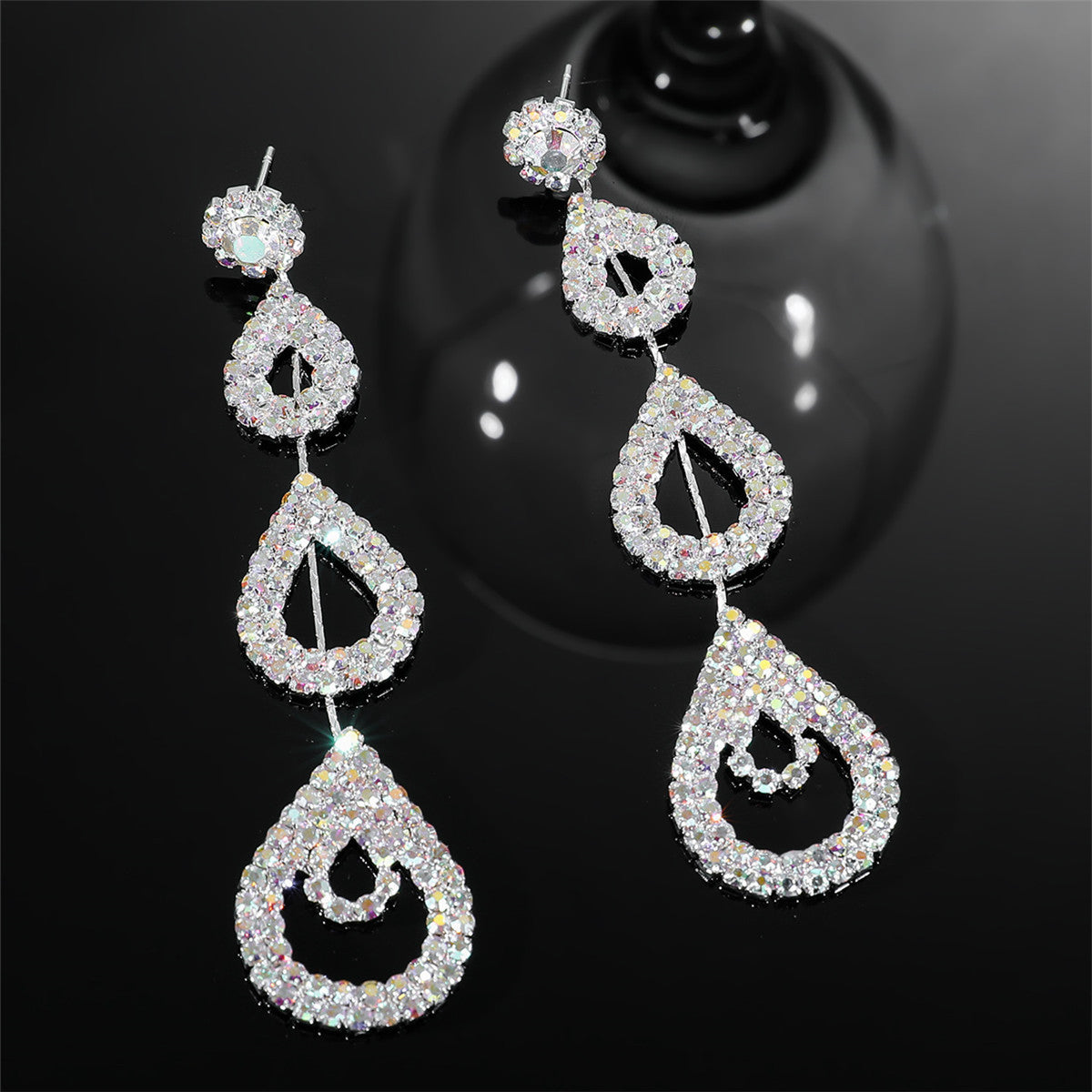Elegant Rhinestone Long Earrings Niche For Women