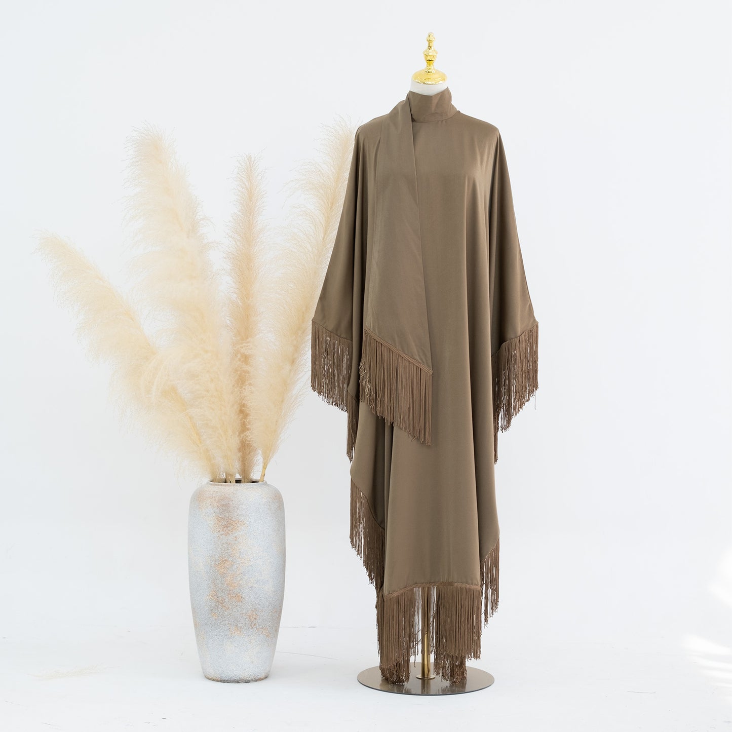 Modern Iranian Matte-Color Bat Tassel Abaya (Burkha,kaftan) For Women