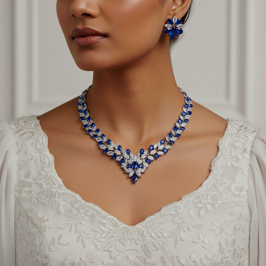 Elegant Zircon Bridal Jewelry Necklace And Earring Set