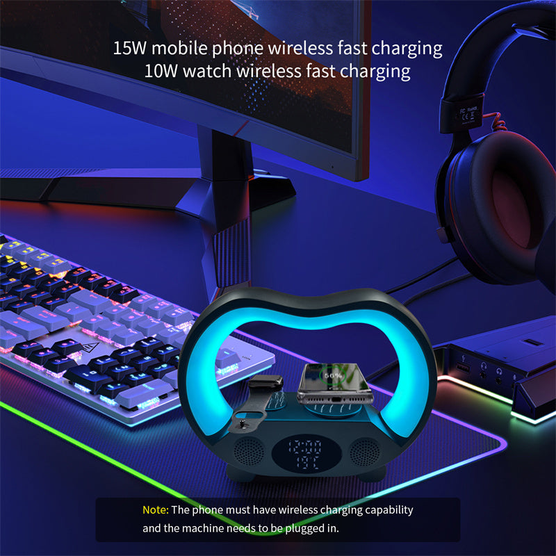 6 In 1 Smart Remote Control Bluetooth-compatible Ambience Intelligent LED Table Lamp Multi-function With Wireless Charger