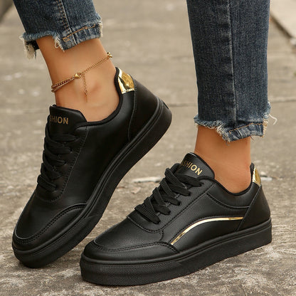 Lace-up Flats Shoes Fashion Round Toe Slip-on Thick Sole Casual Sneaker For Women