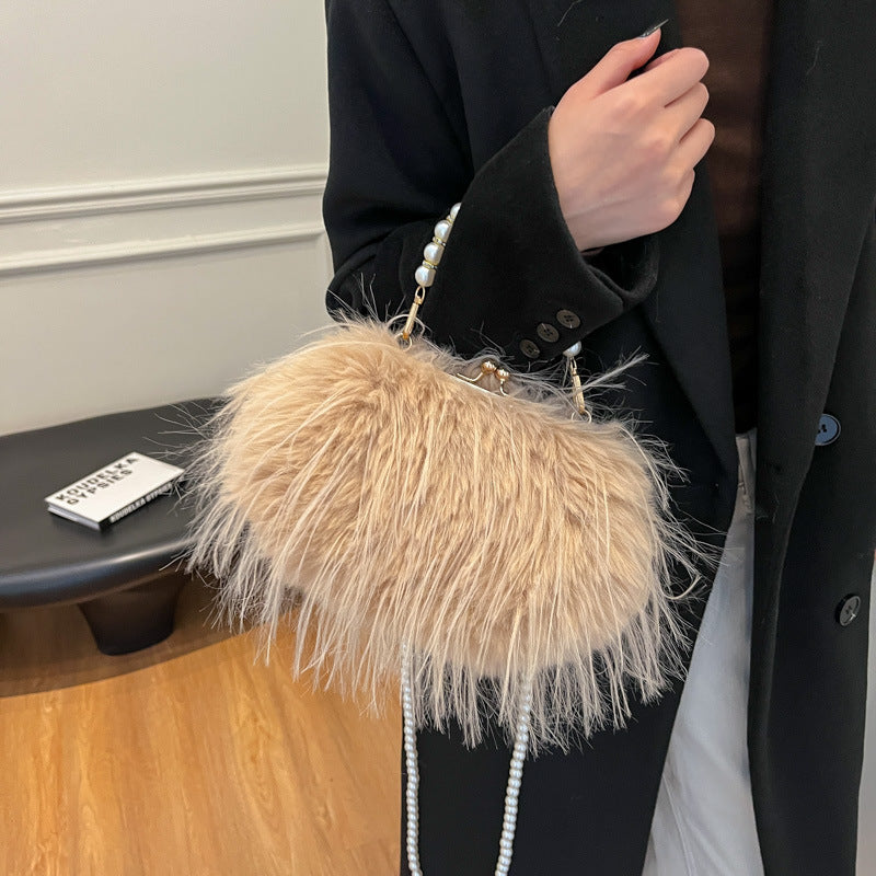 Lavish Feather Handbag + Vanity For Women