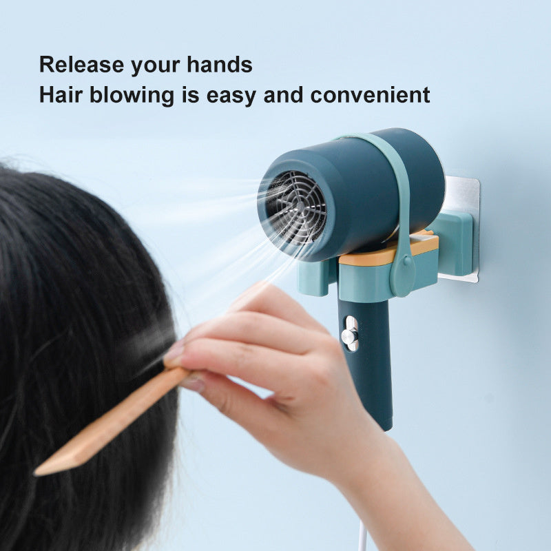 Hair Dryer Holder with Wall-mounted Punch-free Woundable Multifunctional Blower Holder Bathroom Essentials