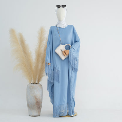 Modern Iranian Matte-Color Bat Tassel Abaya (Burkha,kaftan) For Women