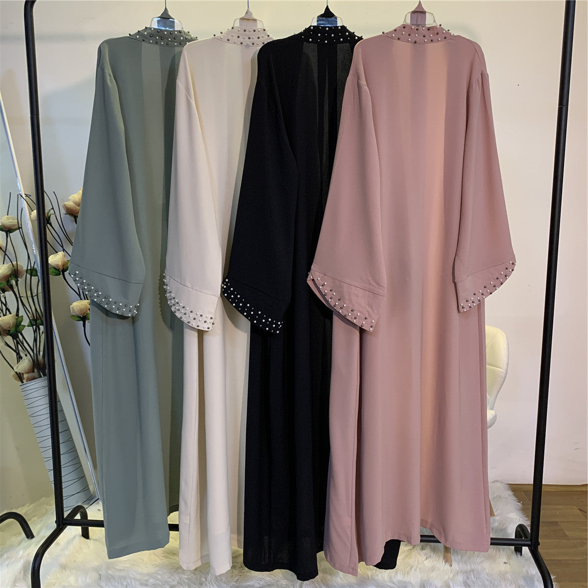 Elegant Beaded Lace Up Abaya ( Burkha,Kaftan) For Women