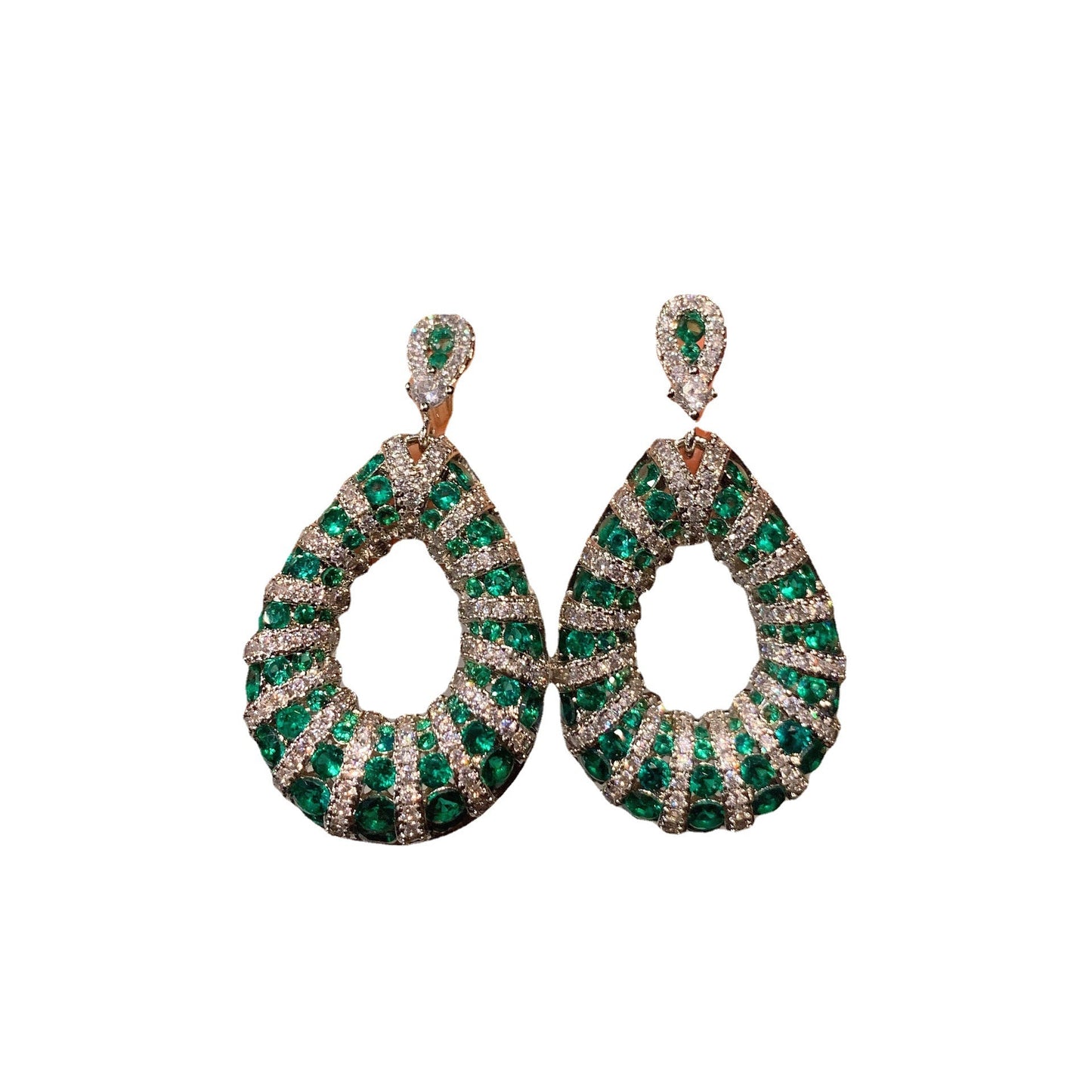 Magnificent Emerald Color Earrings & Necklace Pendant For Women